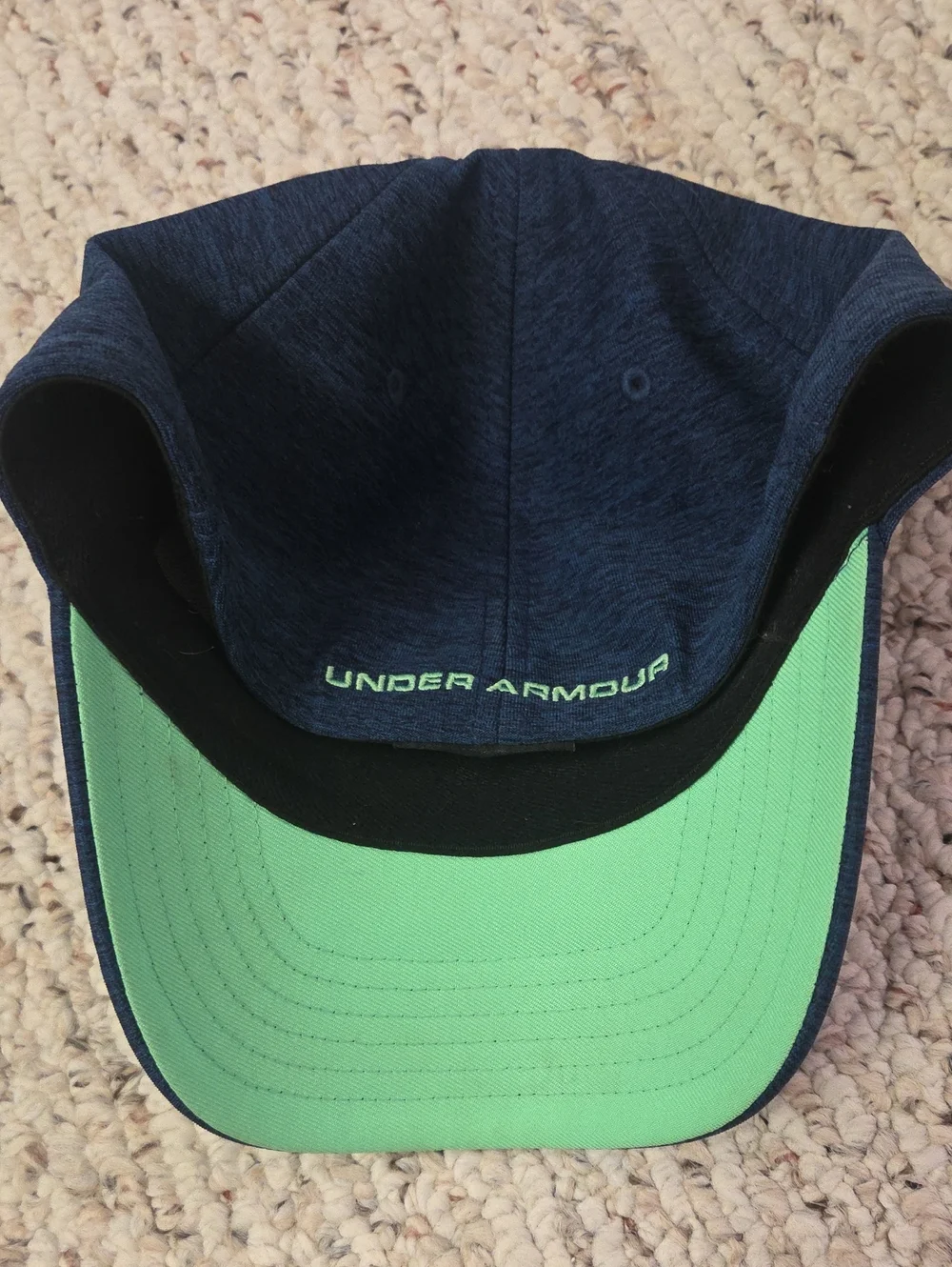Under Armour Navy Heather Cap with Lime Green Logo - Youth S/M
